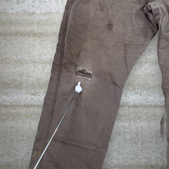 Vintage Y2K Dickies Carpenter Pants 36x30 Baggy Wide Chocolate Canvas Dungarees - Picture 7 of 7